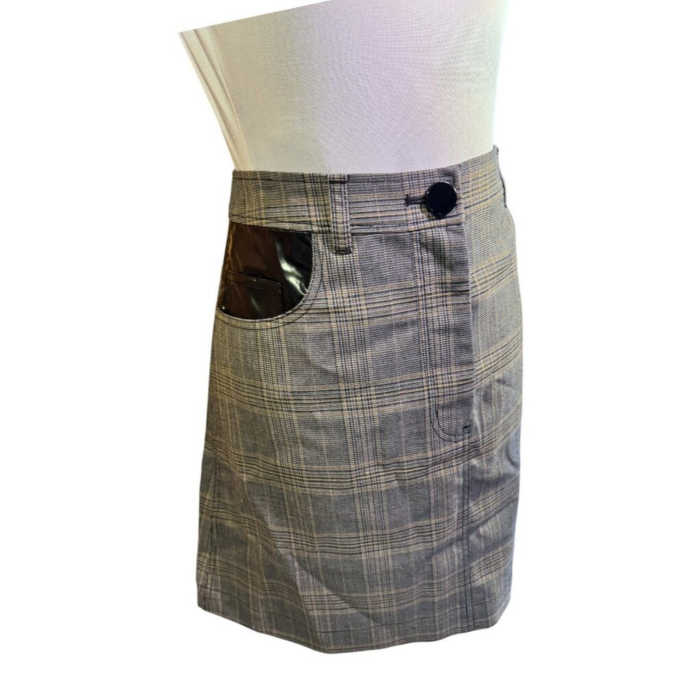Derek Lam 10 Crosby Womens Gray Plaid Mini Skirt Size 12 Button & Zipper Closure